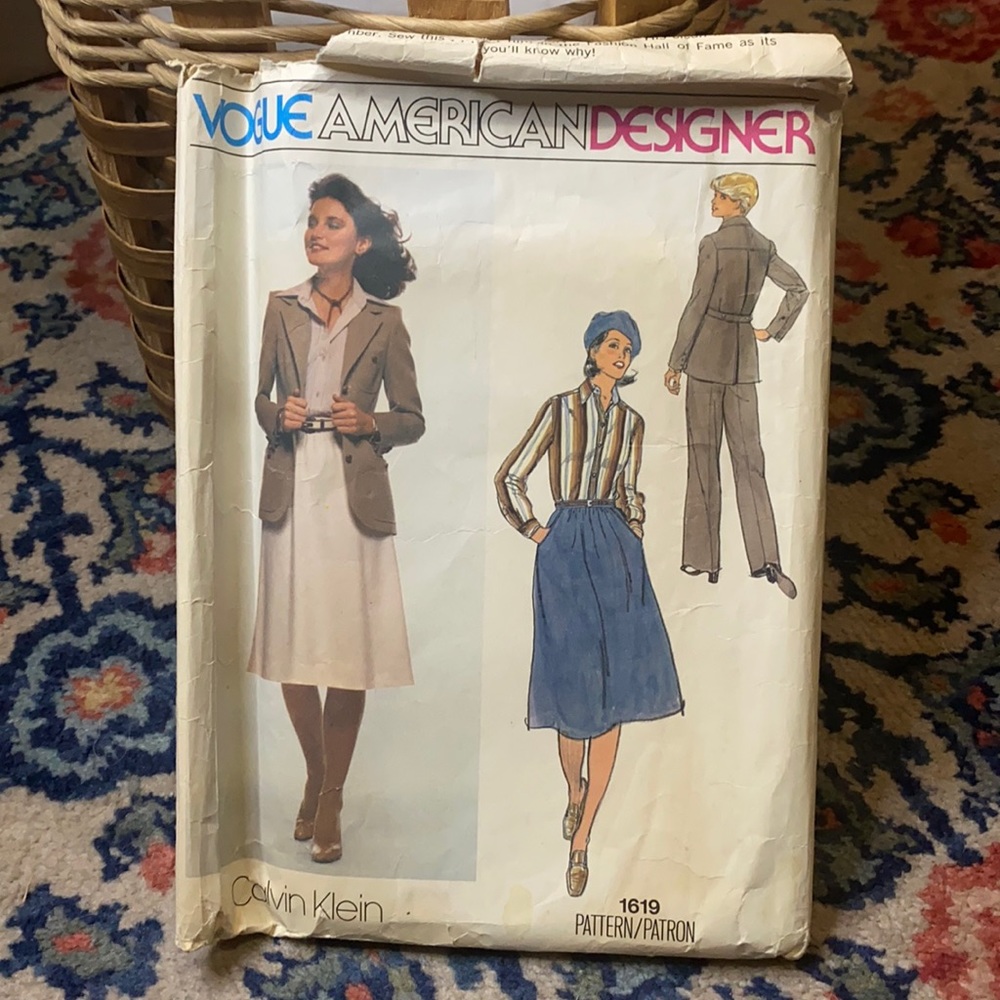 Size 10 Vogue American designer pattern 1619 jacket top pants skirt